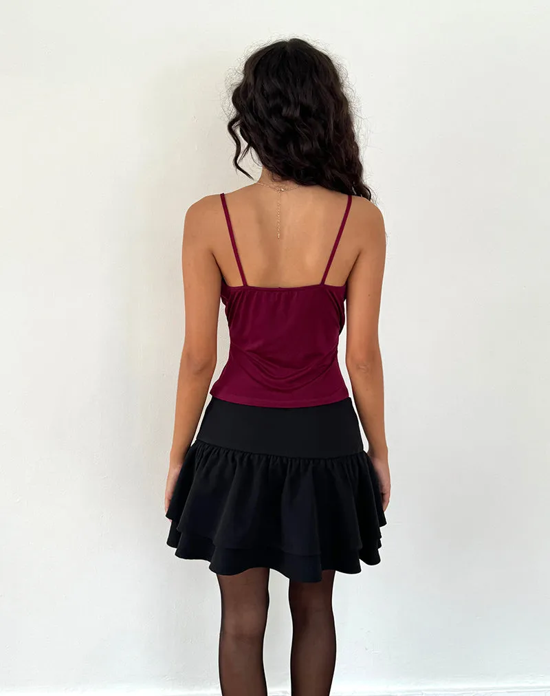 Burgundy Cross Front Bea Top