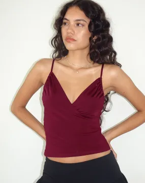 Burgundy Cross Front Bea Top