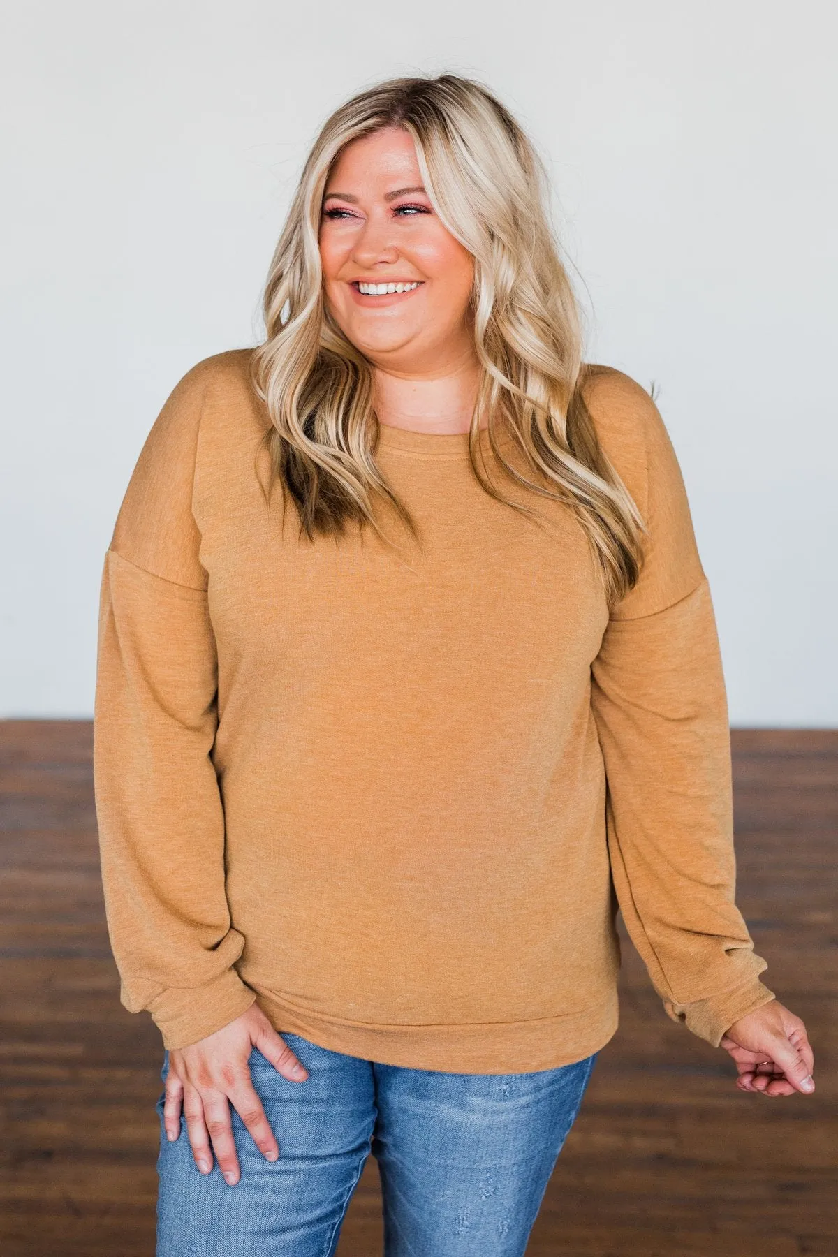 Burnt Mustard You Make It Easy Pullover Top