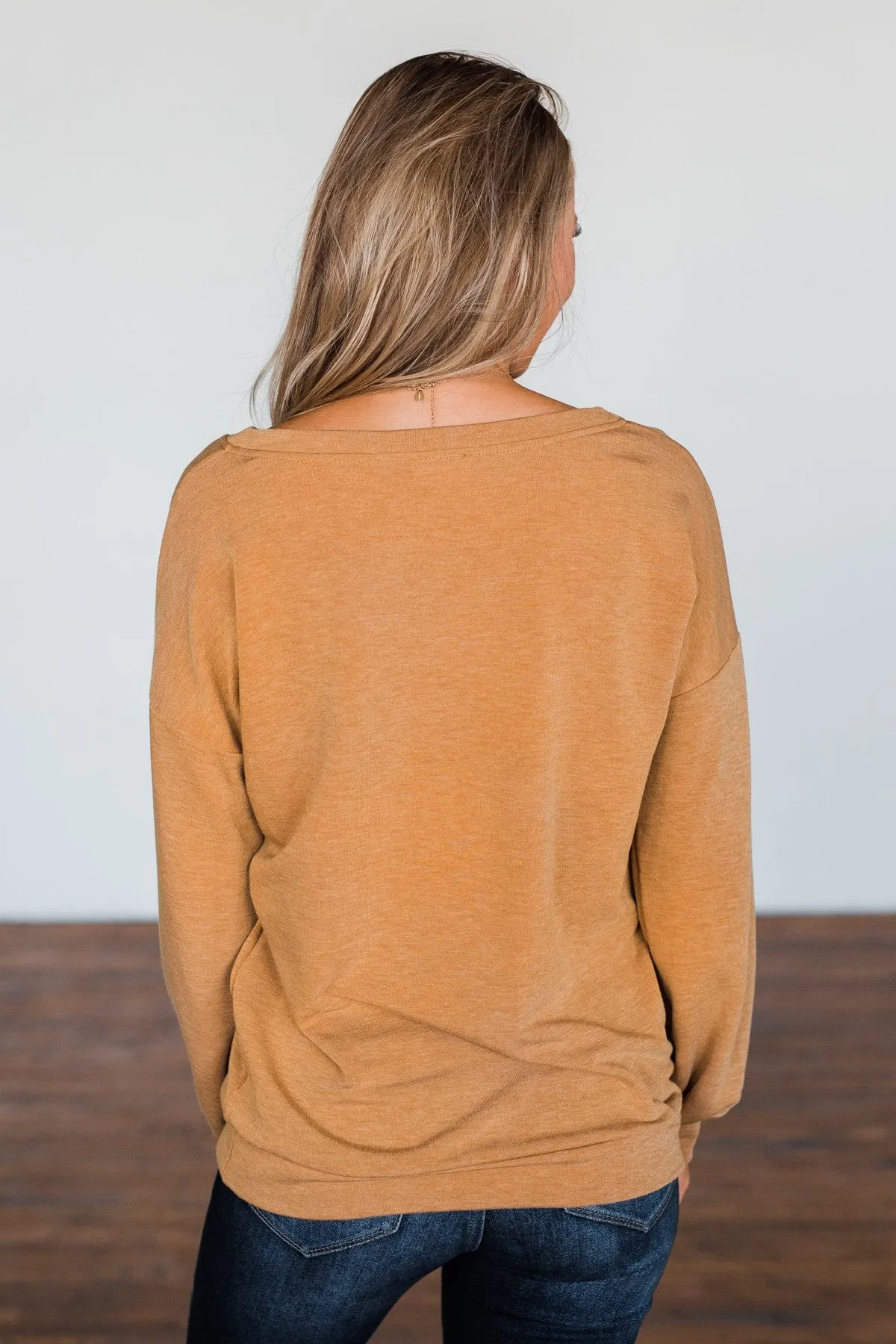 Burnt Mustard You Make It Easy Pullover Top