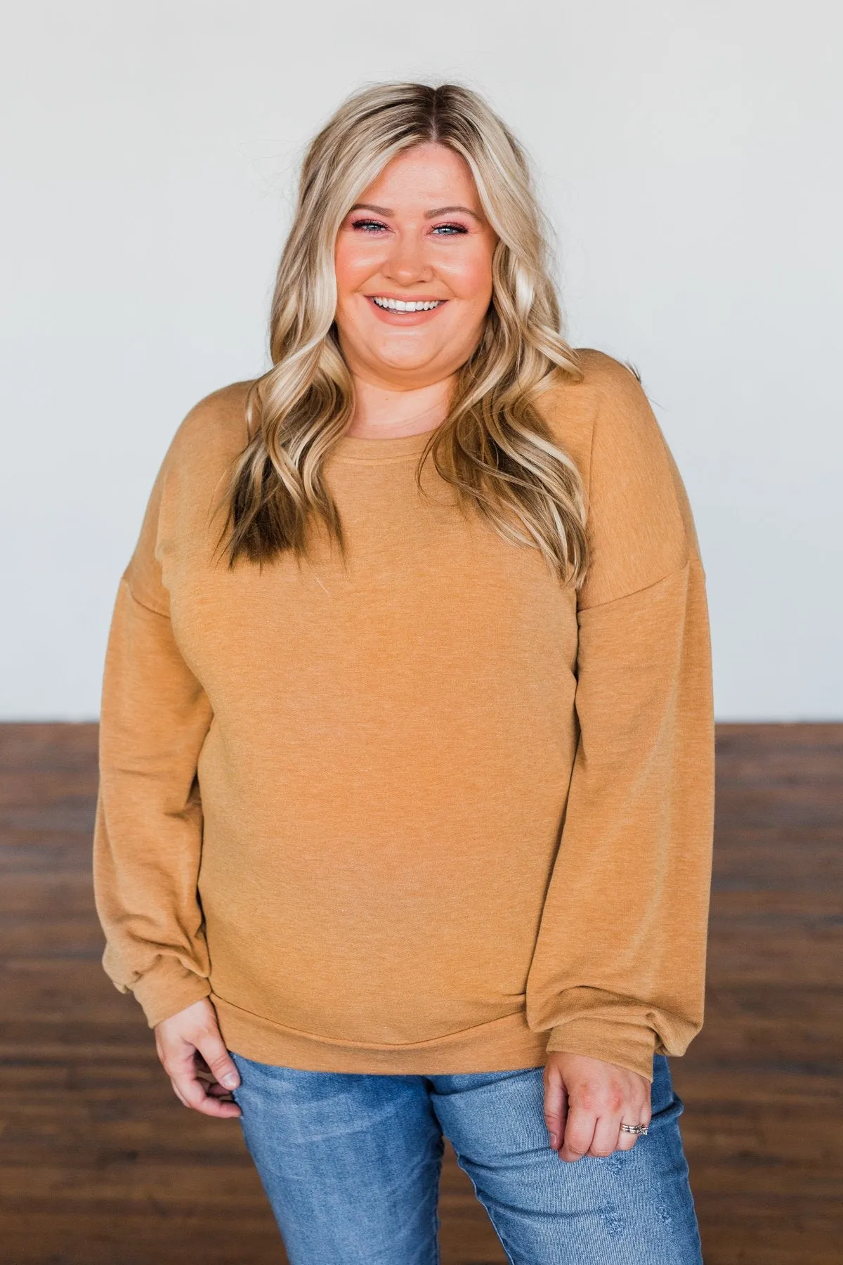 Burnt Mustard You Make It Easy Pullover Top