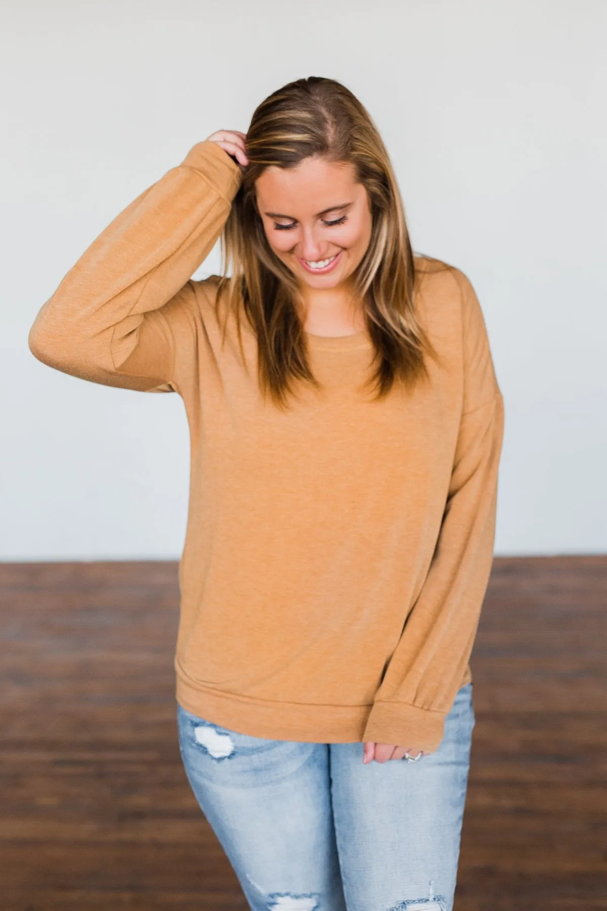 Burnt Mustard You Make It Easy Pullover Top