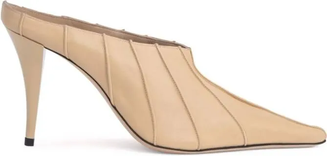 Neutrals BY FAR Trish Kraft 100mm Leather Mules