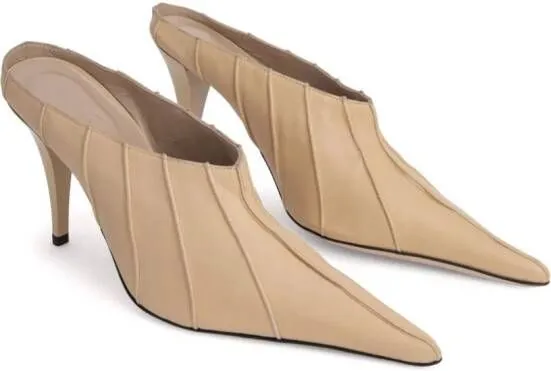 Neutrals BY FAR Trish Kraft 100mm Leather Mules