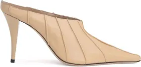 Neutrals BY FAR Trish Kraft 100mm Leather Mules