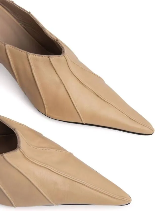 Neutrals BY FAR Trish Kraft 100mm Leather Mules