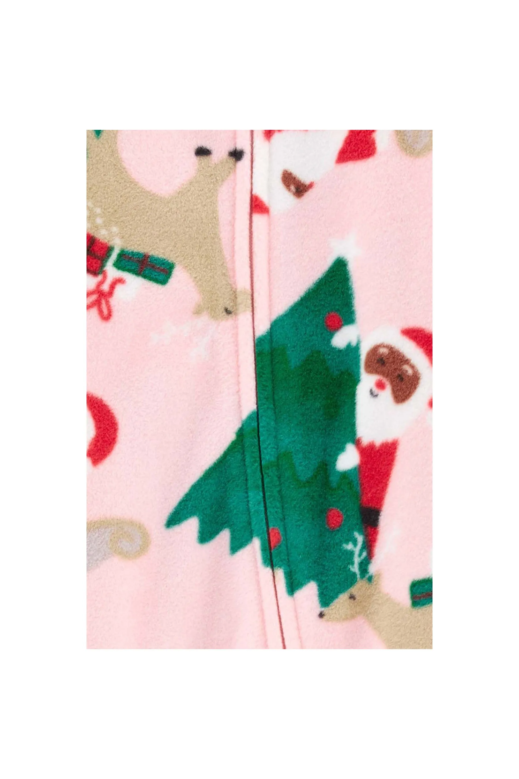 Carter's Christmas Zip-Up Fleece Sleep Play Print Girl Rompers