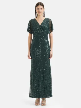 V Neck Sequin Maxi Dress