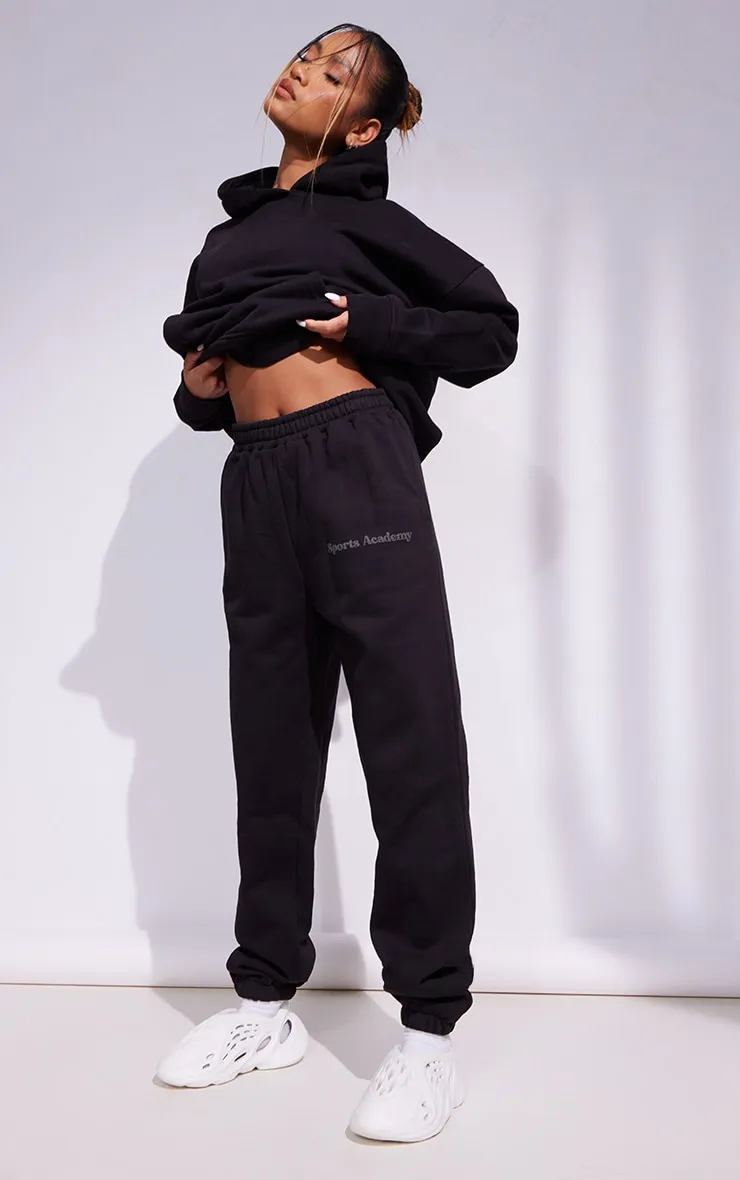 Sports Academy Puff Oversized Joggers in Coal Black