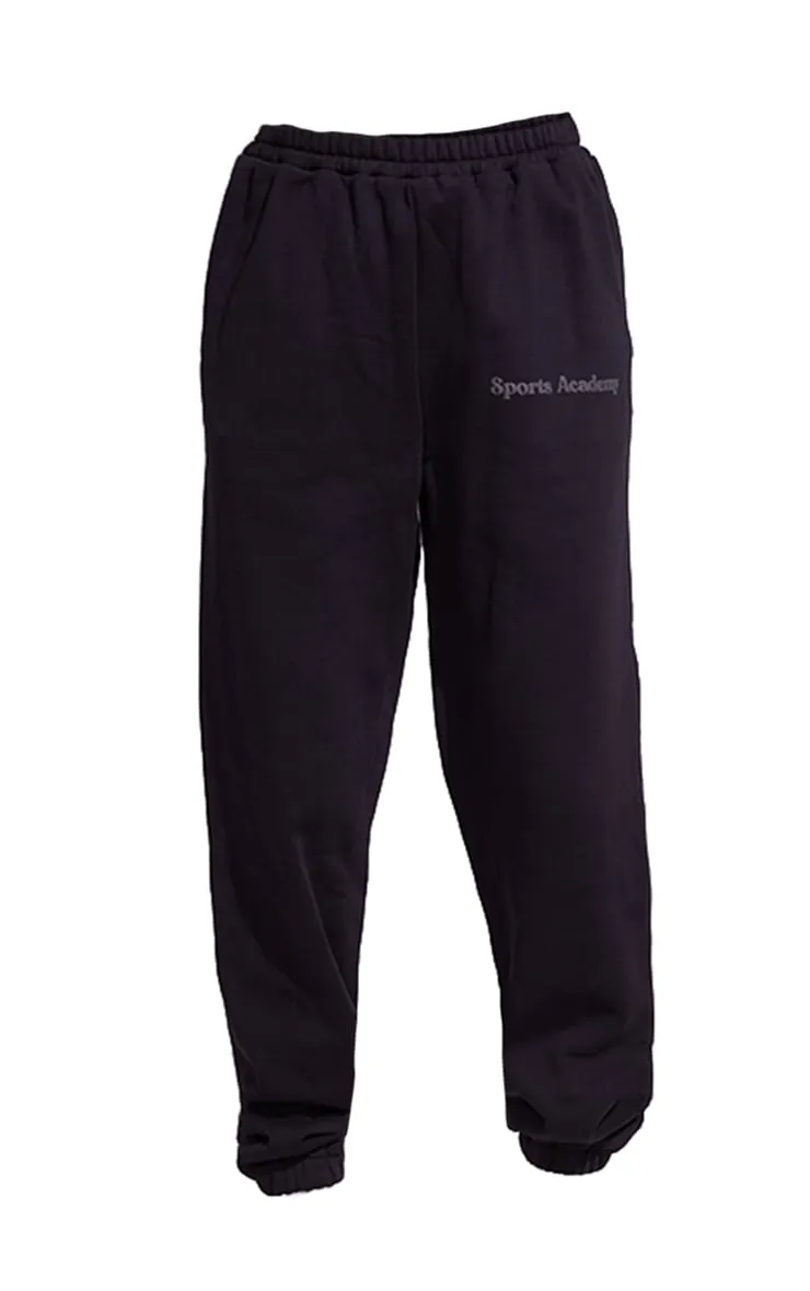 Sports Academy Puff Oversized Joggers in Coal Black