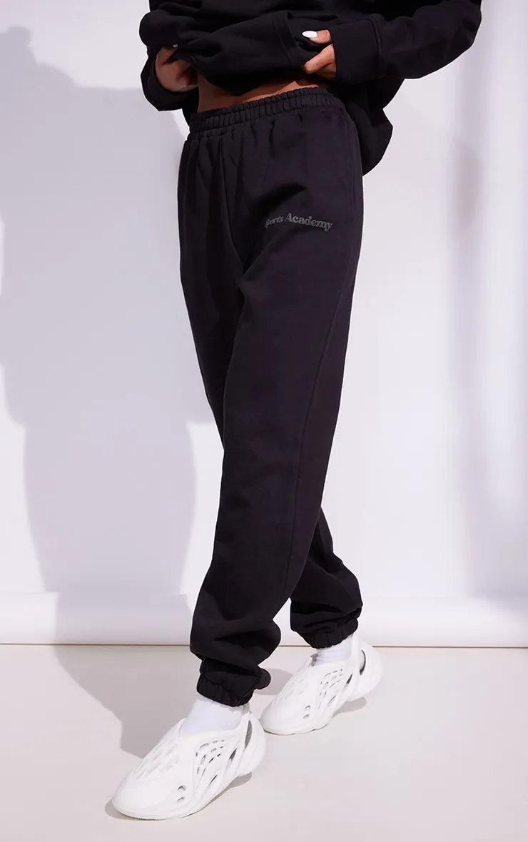 Sports Academy Puff Oversized Joggers in Coal Black