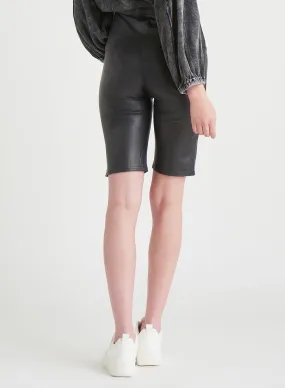 Women's Dex Black Coated Biker Shorts