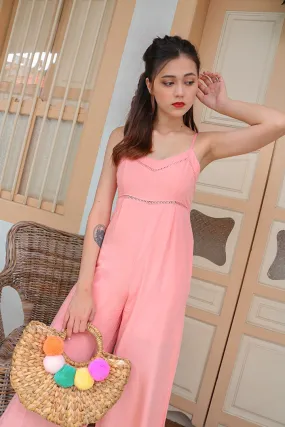 Flamingo Pink COSMO Eyelet Jumpsuit