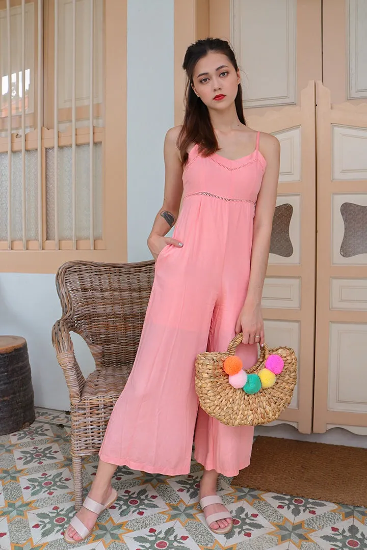 Flamingo Pink COSMO Eyelet Jumpsuit