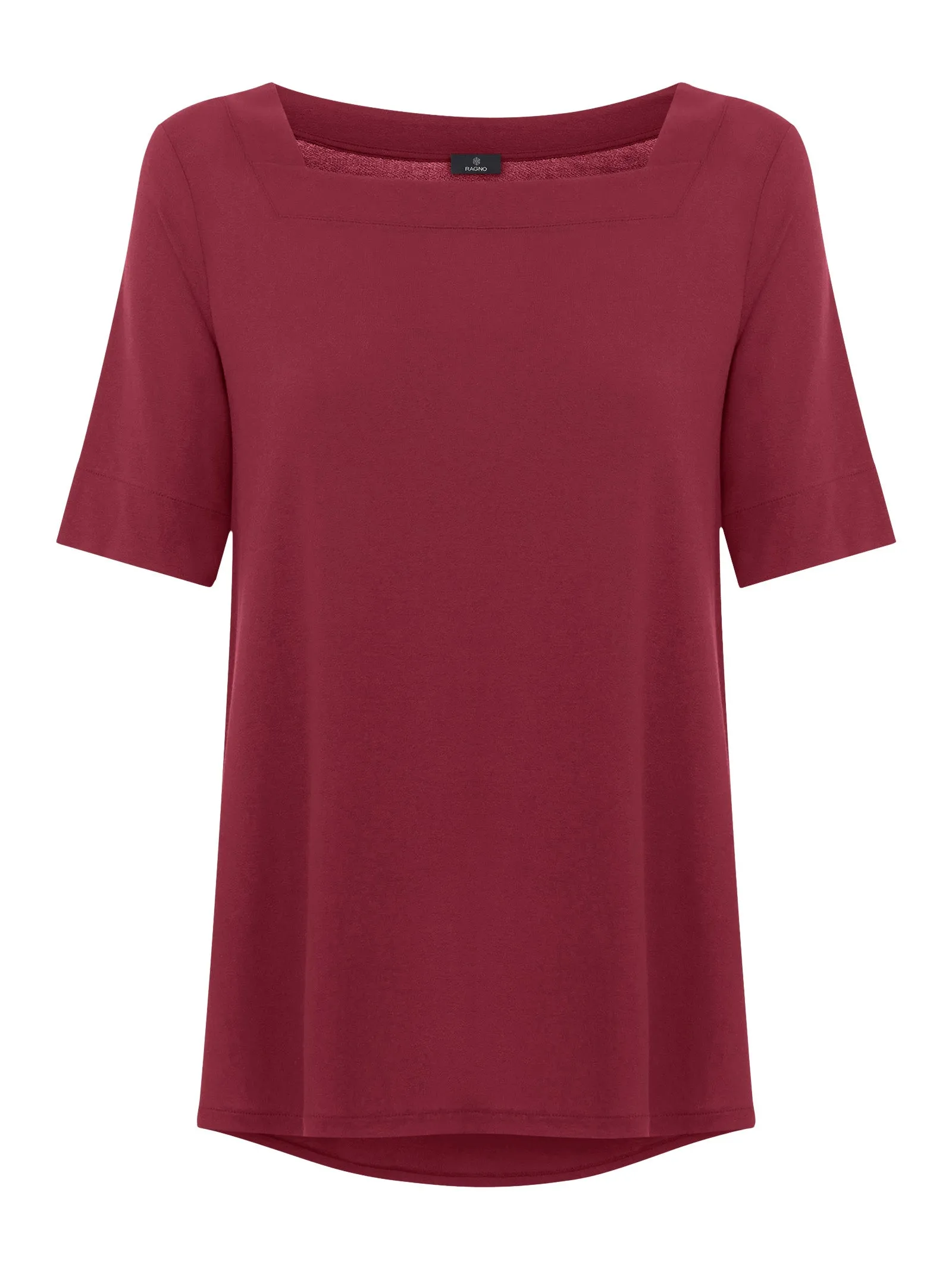 Tibetan Red 3/4 Sleeve T-Shirt in Viscose Crêpe Jersey