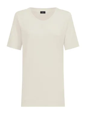 Jersey Viscose Crêpe Round Neck T-shirt - Champignon