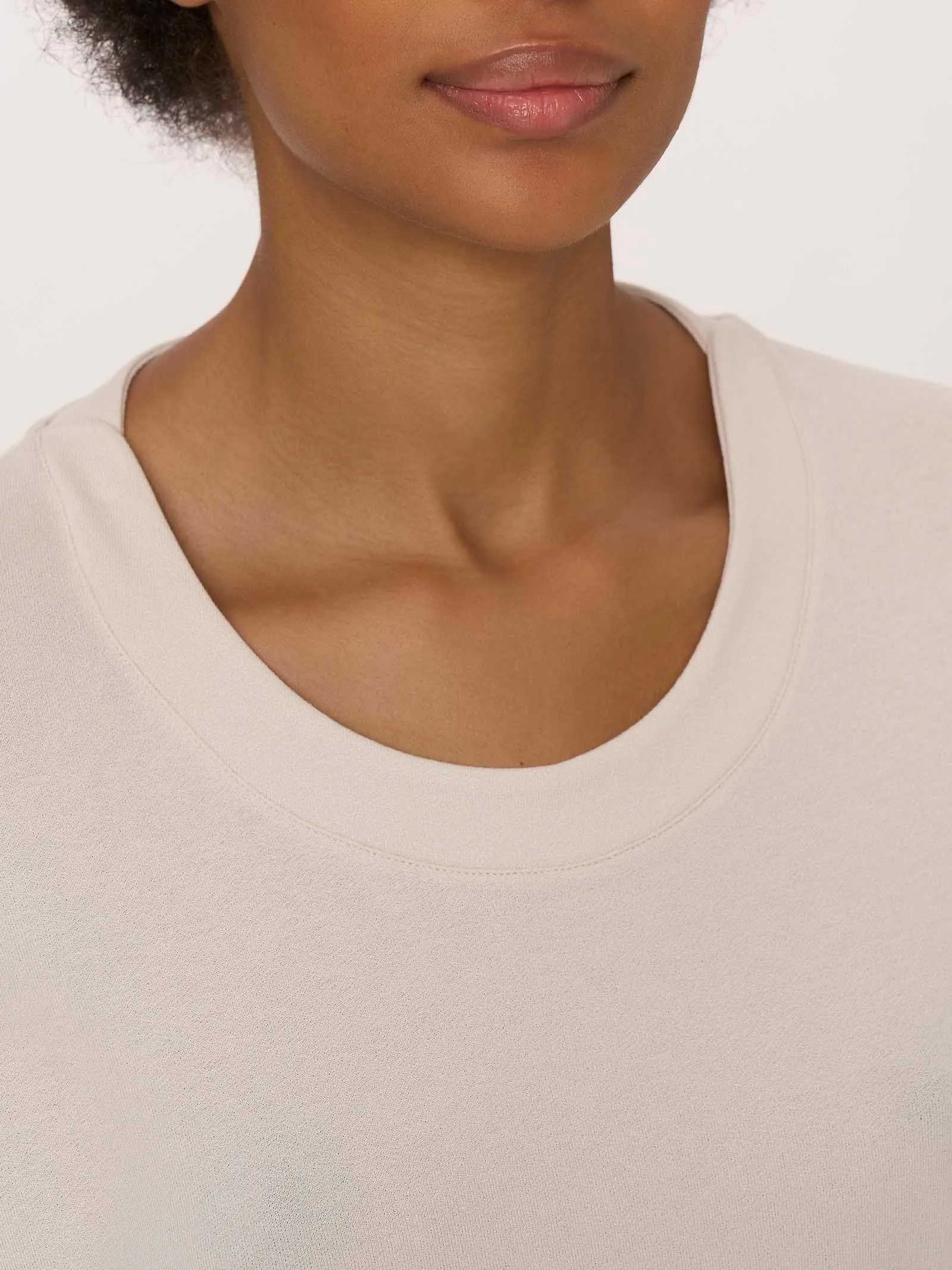 Jersey Viscose Crêpe Round Neck T-shirt - Champignon