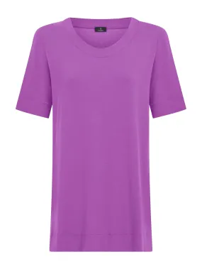 3/4 Sleeve Viscose Crêpe Jersey Top - Blueberry