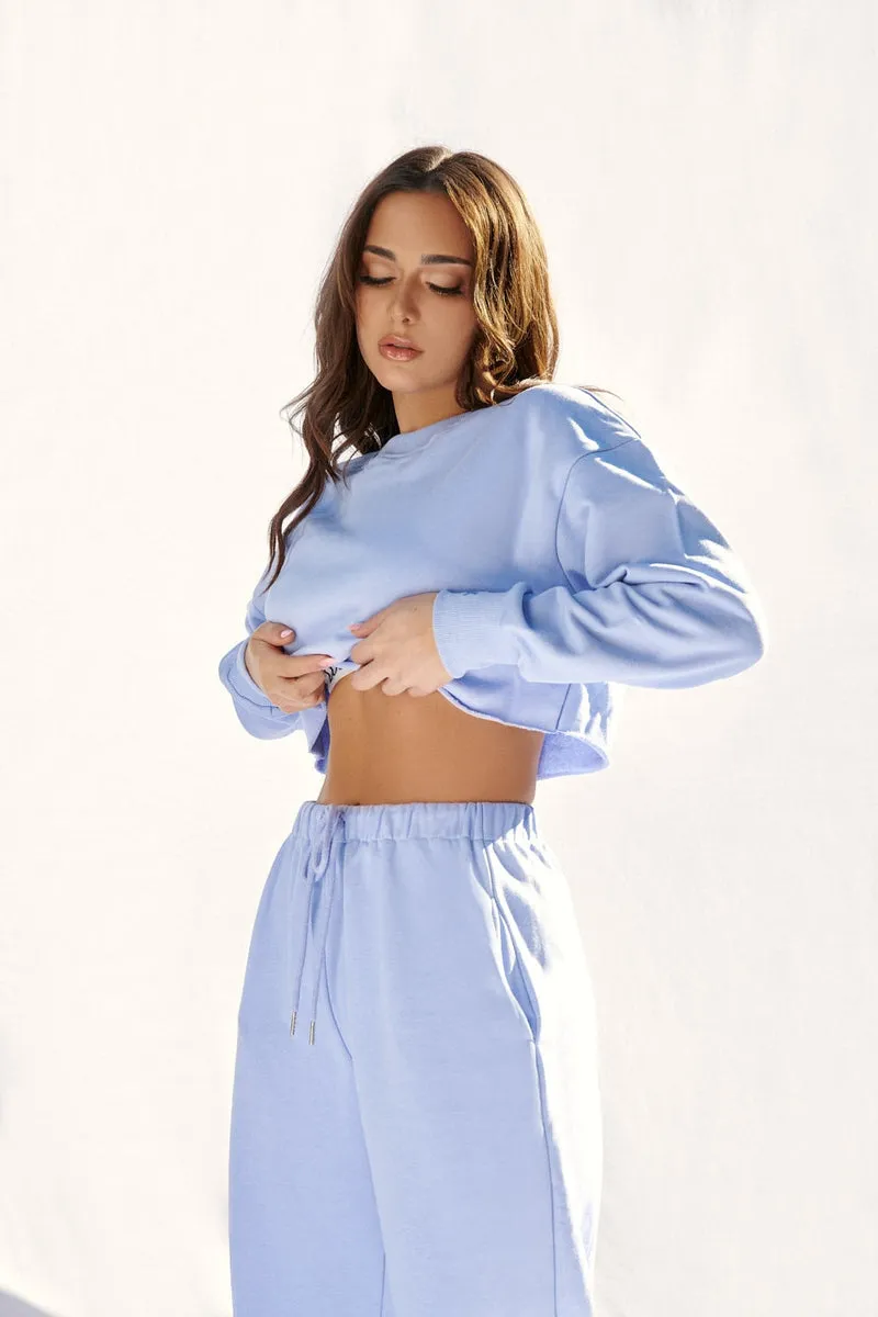 Powder Blue CXIX Oversized Cropped Jumper