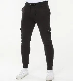 D555 Men's Black Joggers with Cargo Pocket and Ribbed Cuffs (TILDEN 2)