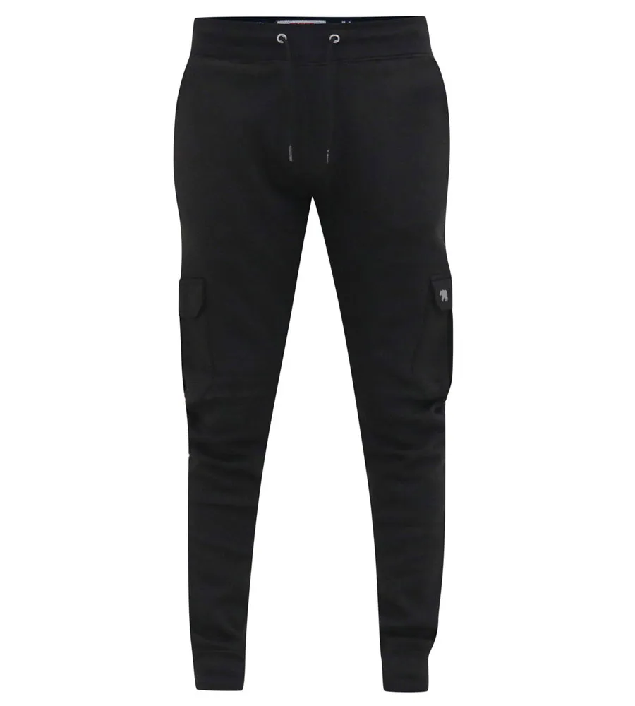 D555 Men's Black Joggers with Cargo Pocket and Ribbed Cuffs (TILDEN 2)