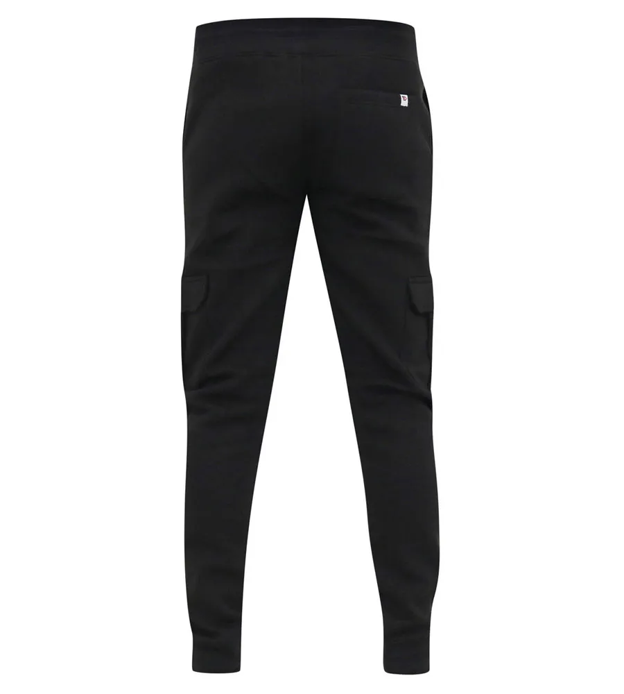 D555 Men's Black Joggers with Cargo Pocket and Ribbed Cuffs (TILDEN 2)