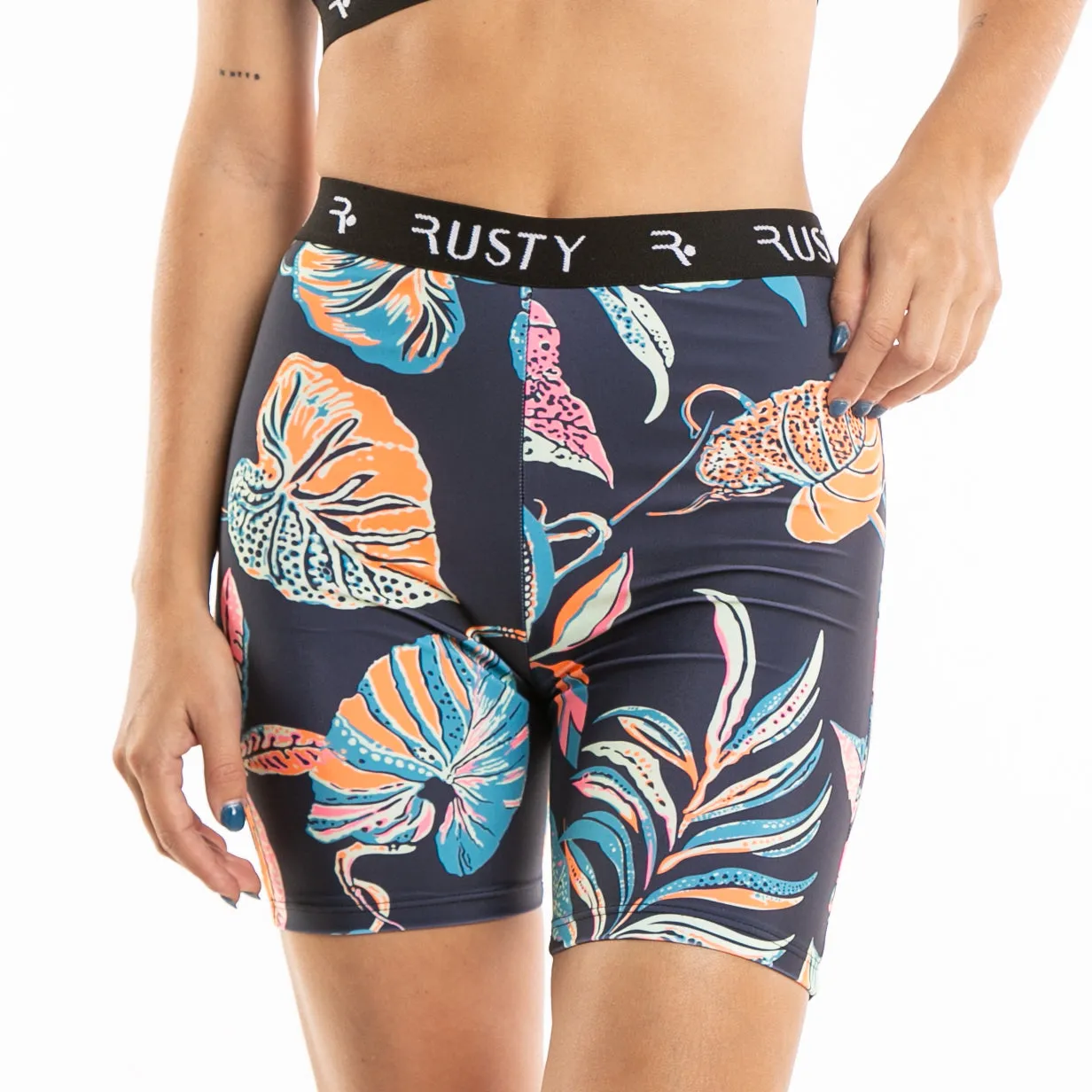 Dark Blue Biker Shorts Rusty Night Garden