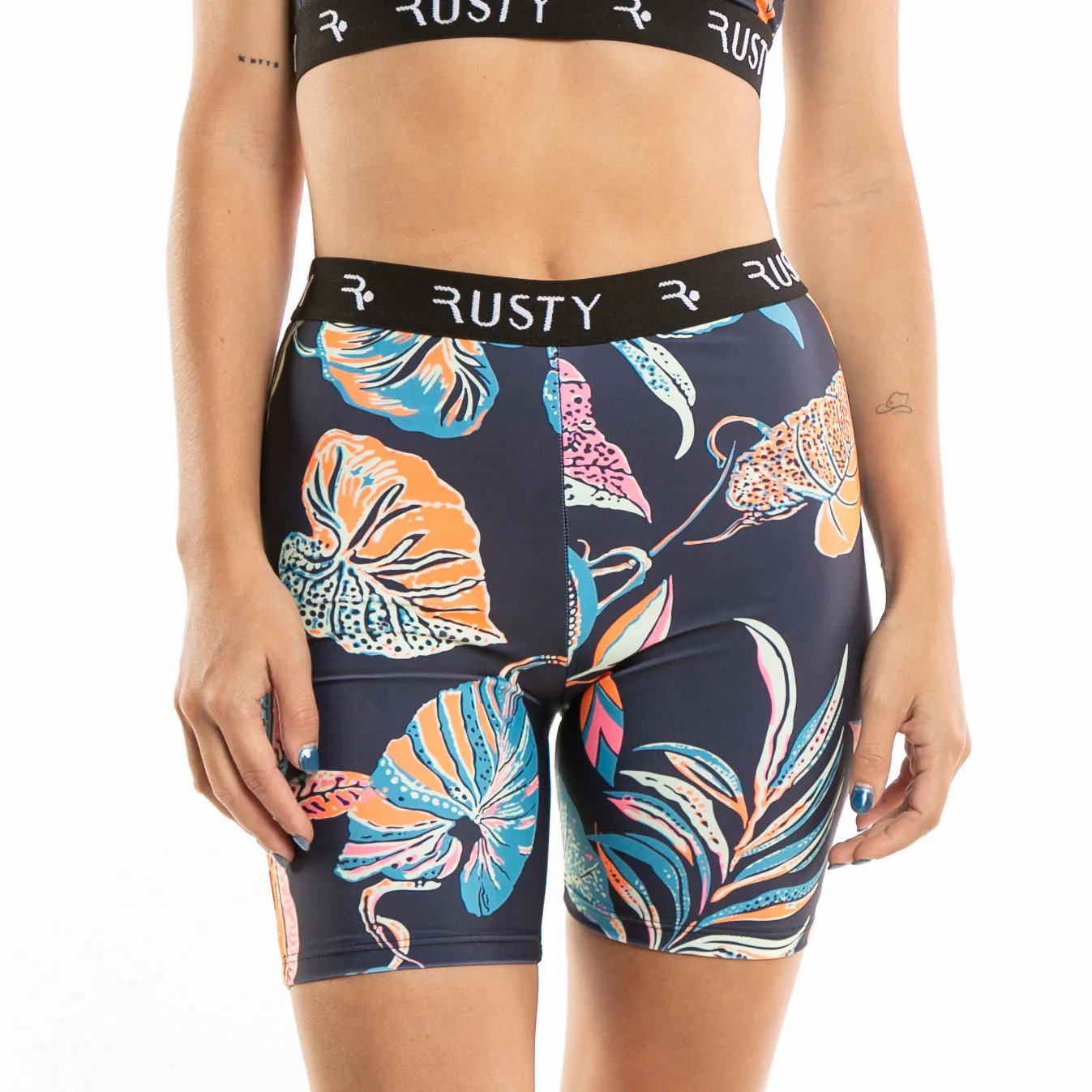 Dark Blue Biker Shorts Rusty Night Garden