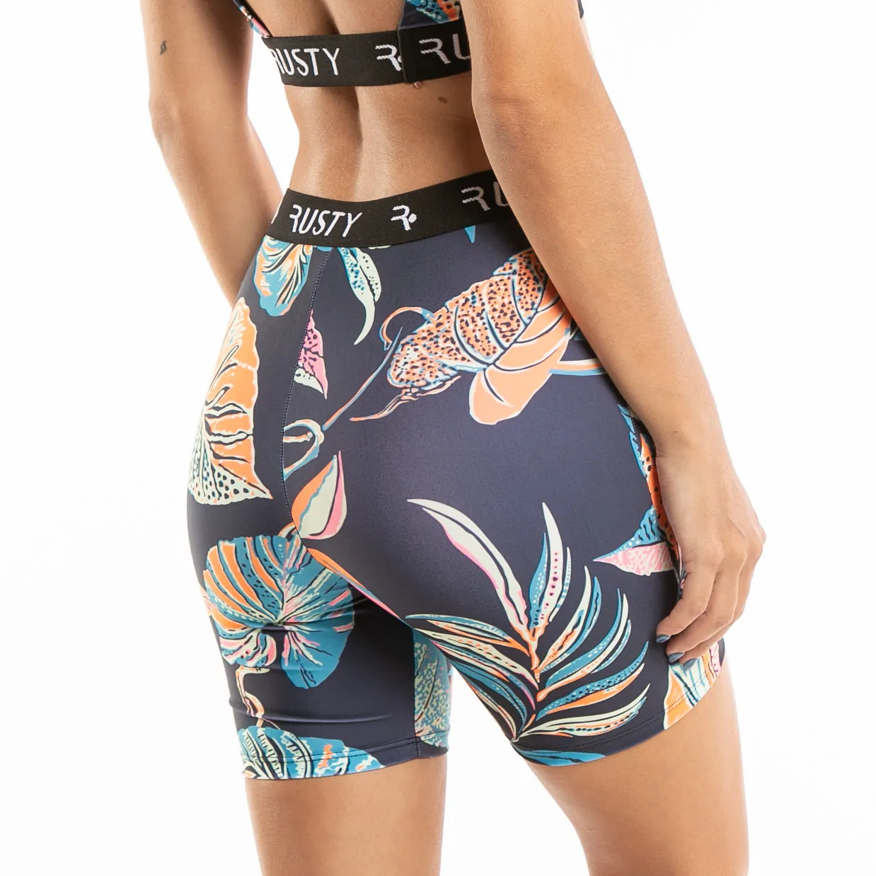 Dark Blue Biker Shorts Rusty Night Garden