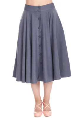 Banned Sway Away Retro Style Denim Blue Swing Skirt