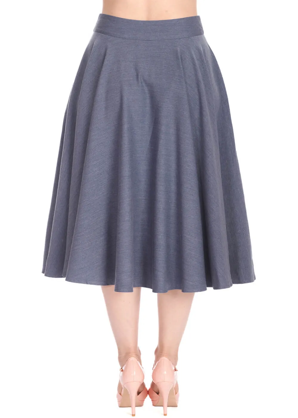 Banned Sway Away Retro Style Denim Blue Swing Skirt