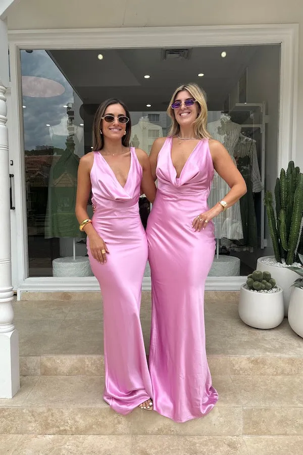 Drape Front Maxi Dress Pink