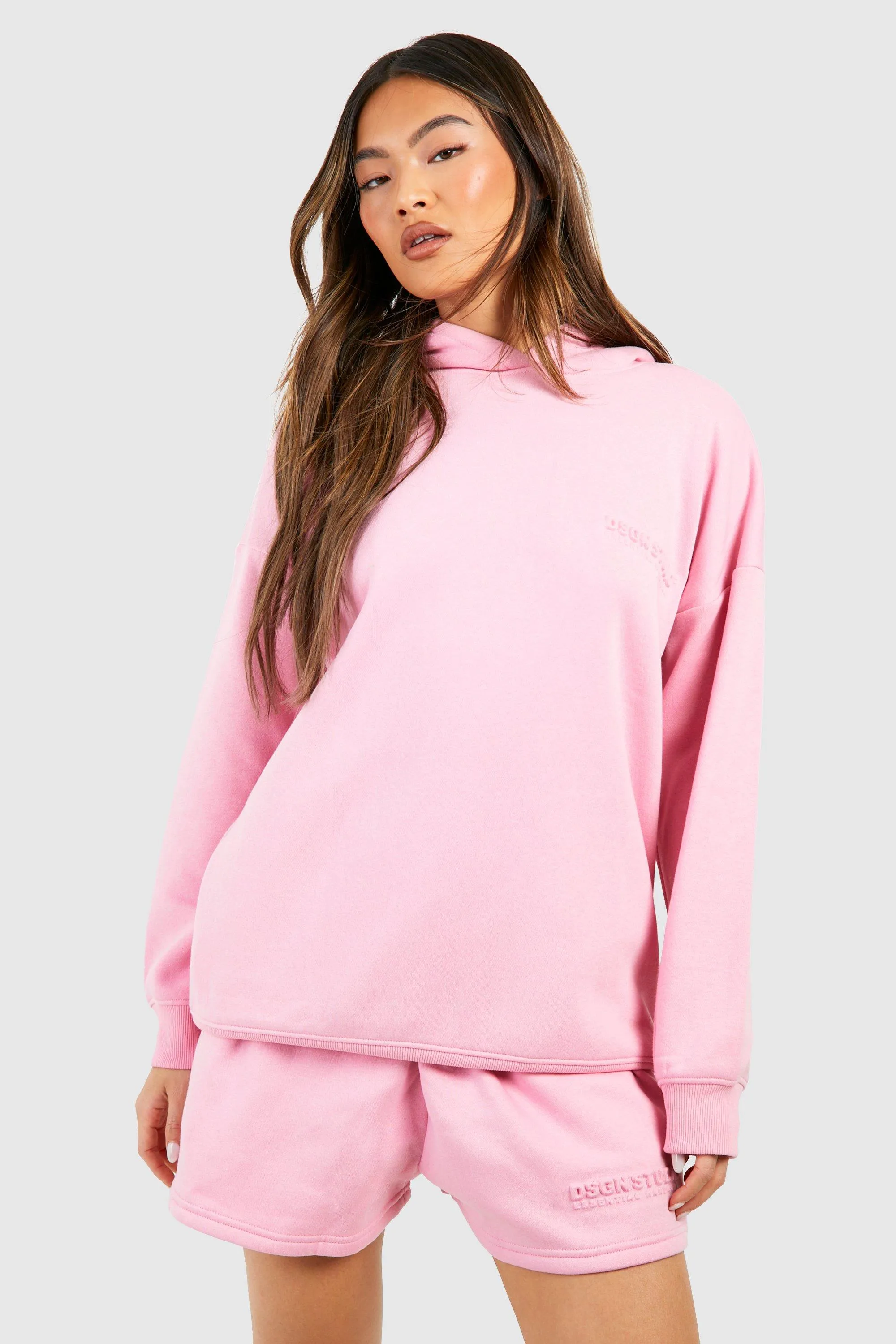 Embossed Hooded Short Tracksuit | boohoo