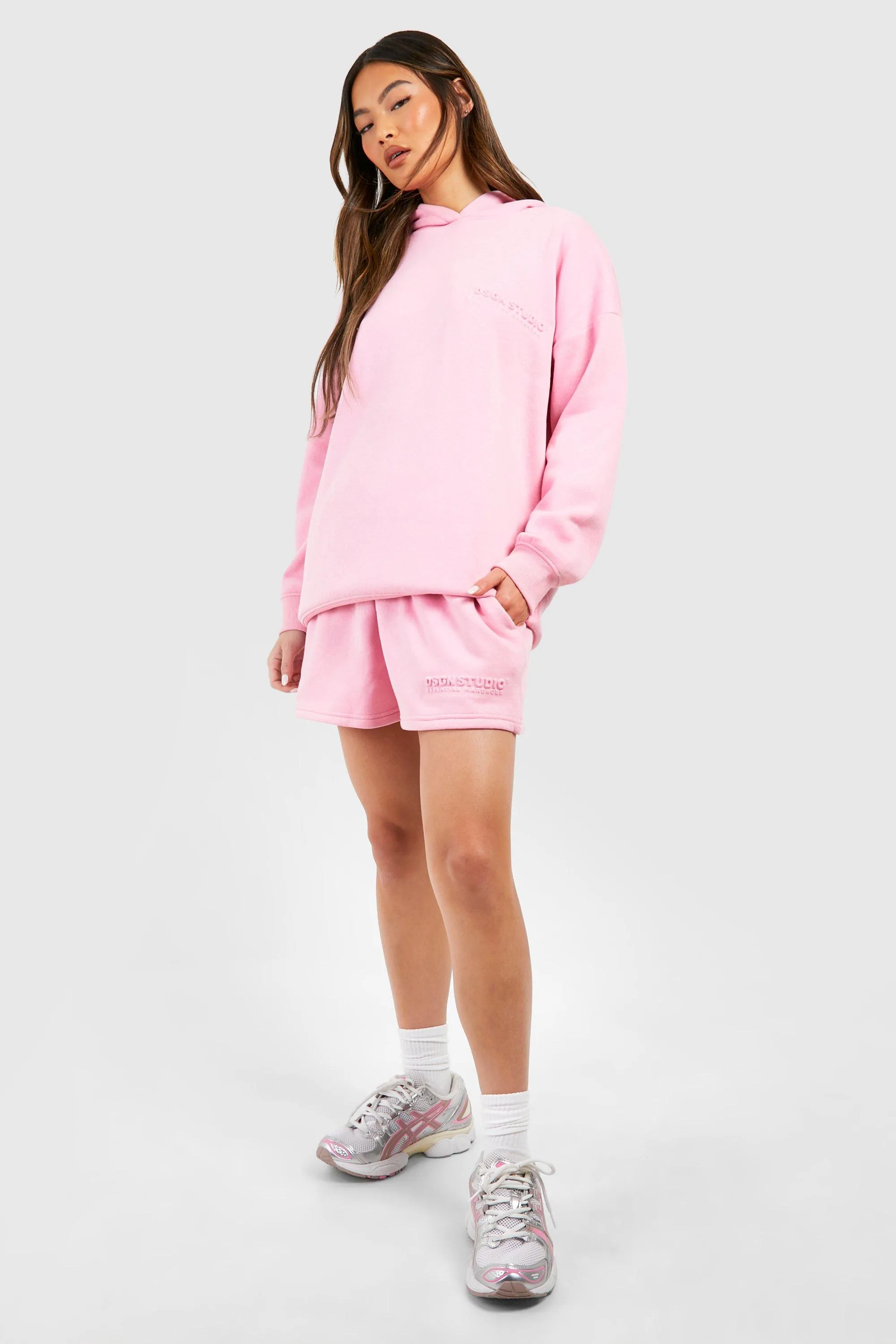 Embossed Hooded Short Tracksuit | boohoo