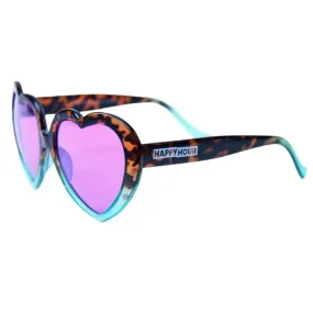 Tortoise Teal Fade Heart-Shaped Sunglasses