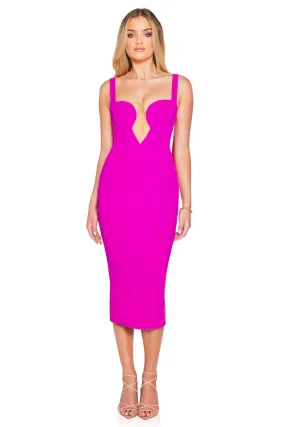 Electric Pink Nookie Minx Midi Dress