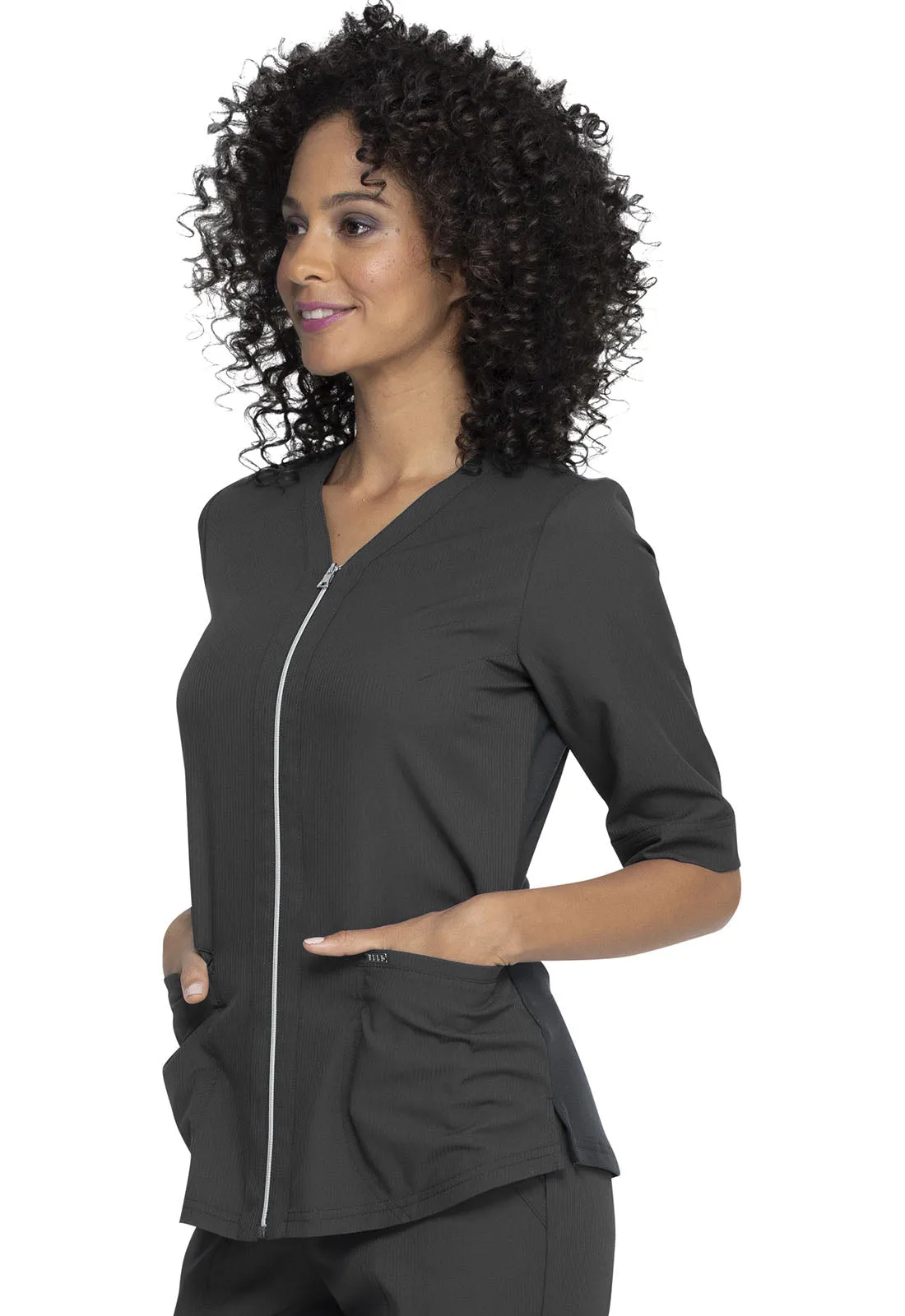 Elle Pewter Zip Up Top