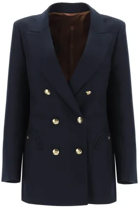 double-breasted blazer in navy Alcanara fabric for every occasion