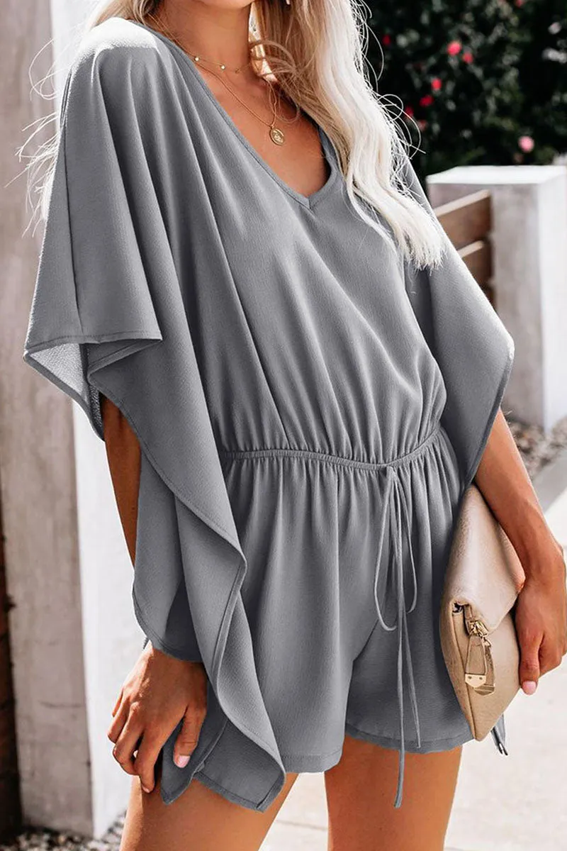 Fashion Casual Solid Frenulum V Neck Rompers