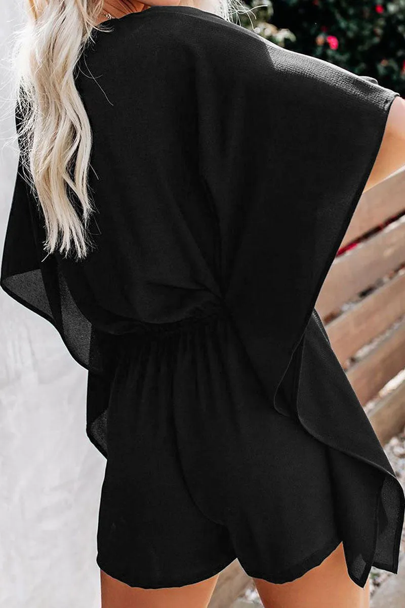 Fashion Casual Solid Frenulum V Neck Rompers