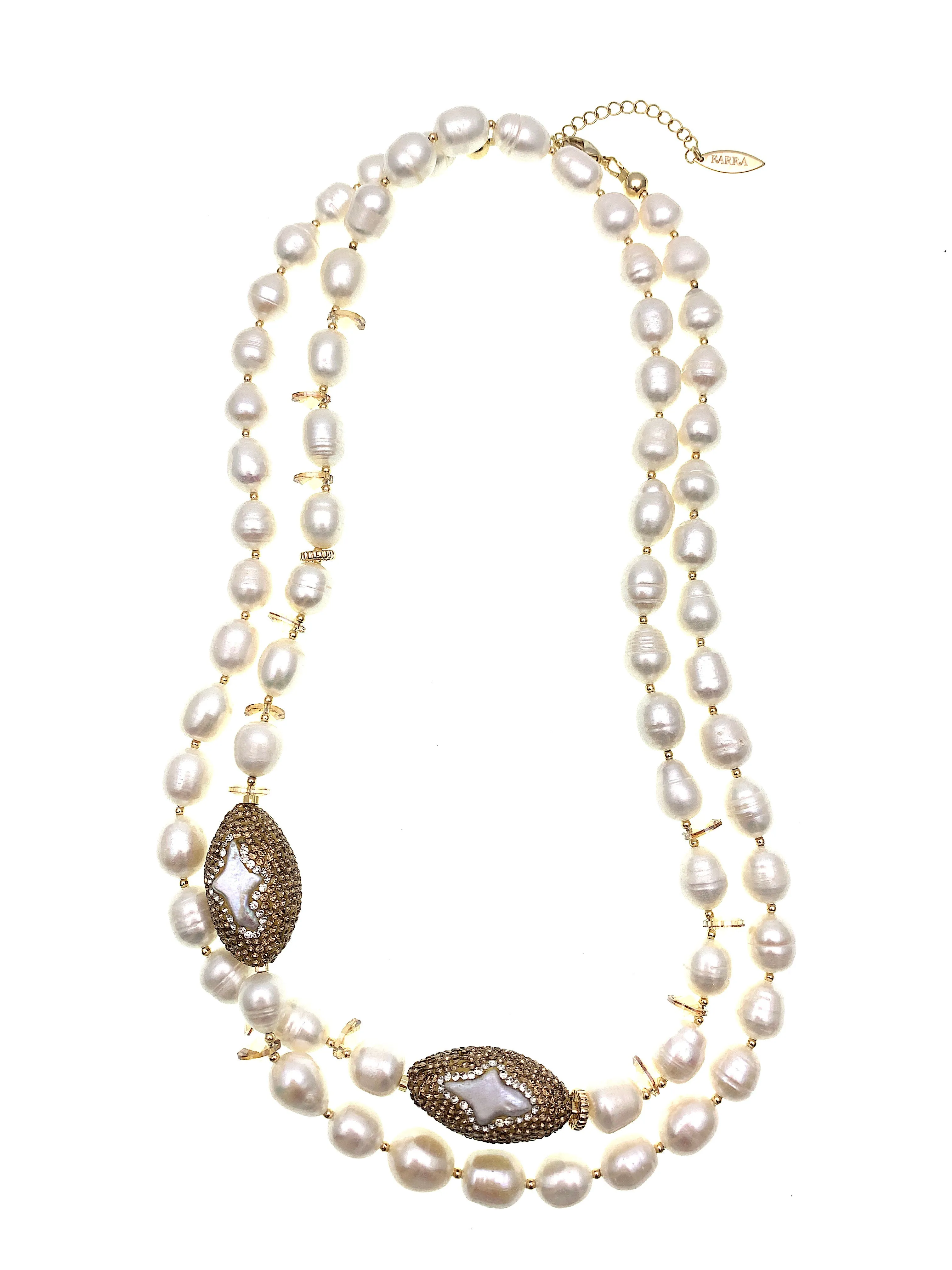 Freshwater Pearls Necklace With Crystals & Rhinestone