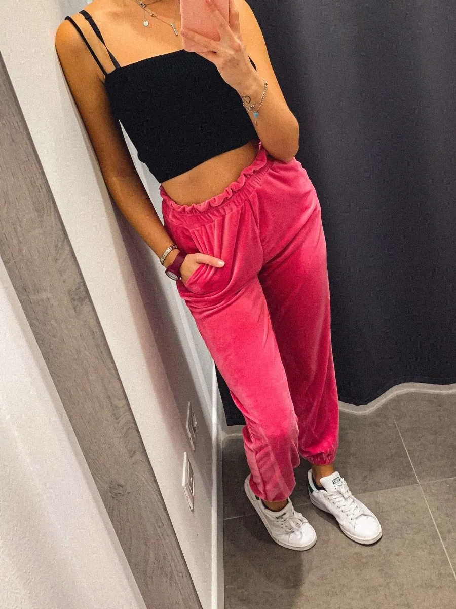 Fucsia Joggers in Chenille with Elastic Bottom