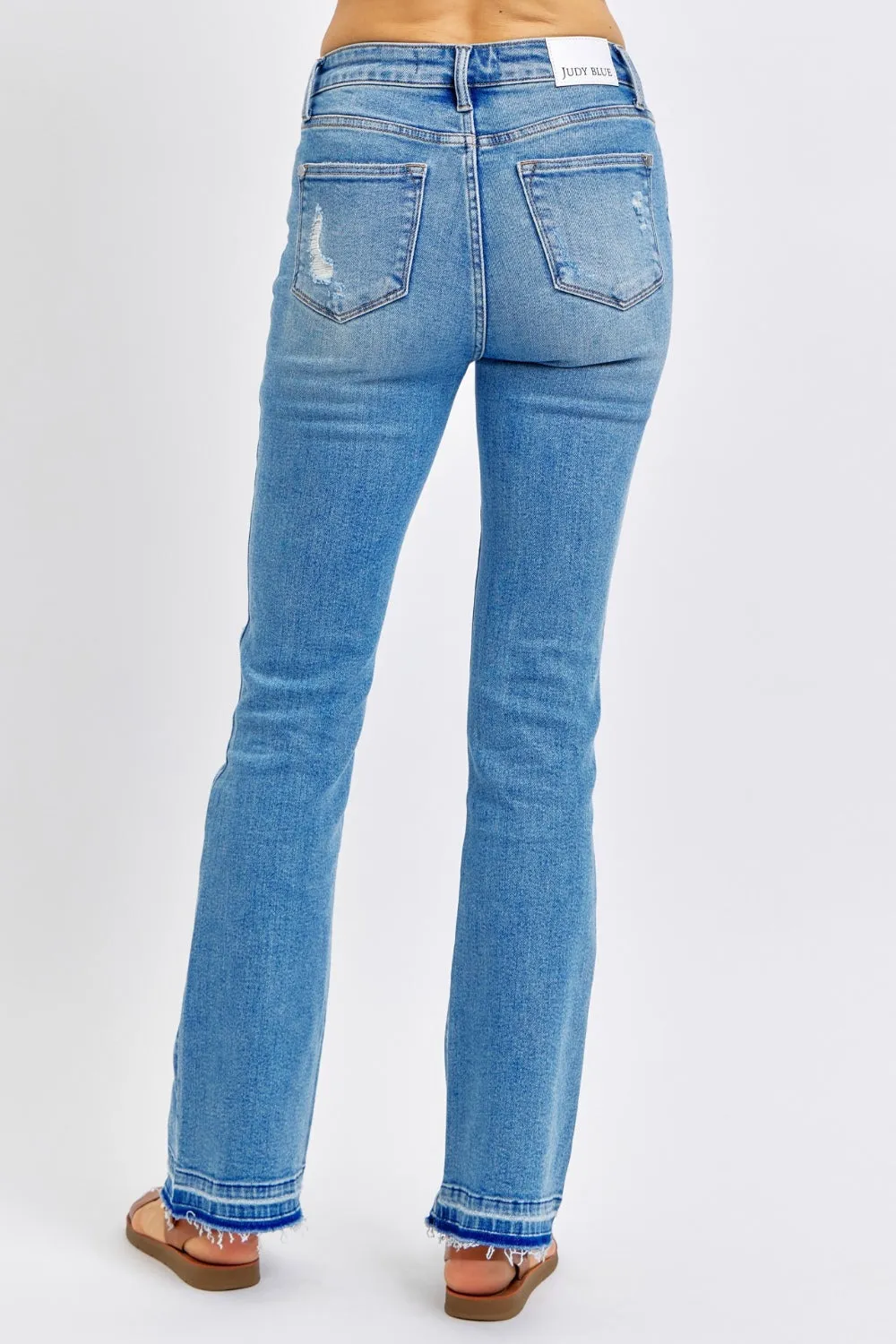 Mid Rise Distressed Denim Pants