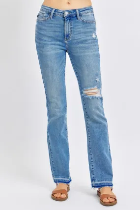 Mid Rise Distressed Denim Pants