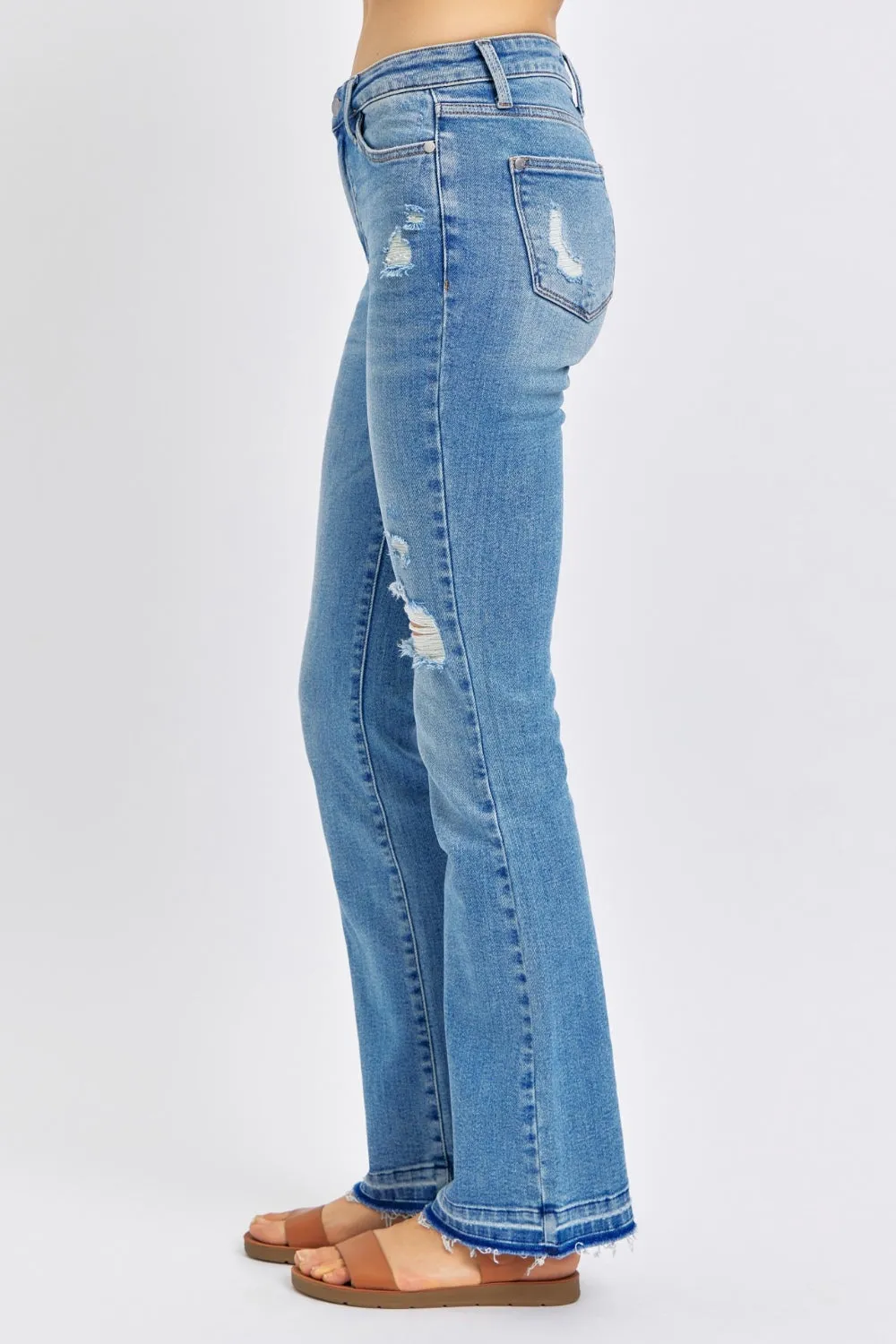 Mid Rise Distressed Denim Pants