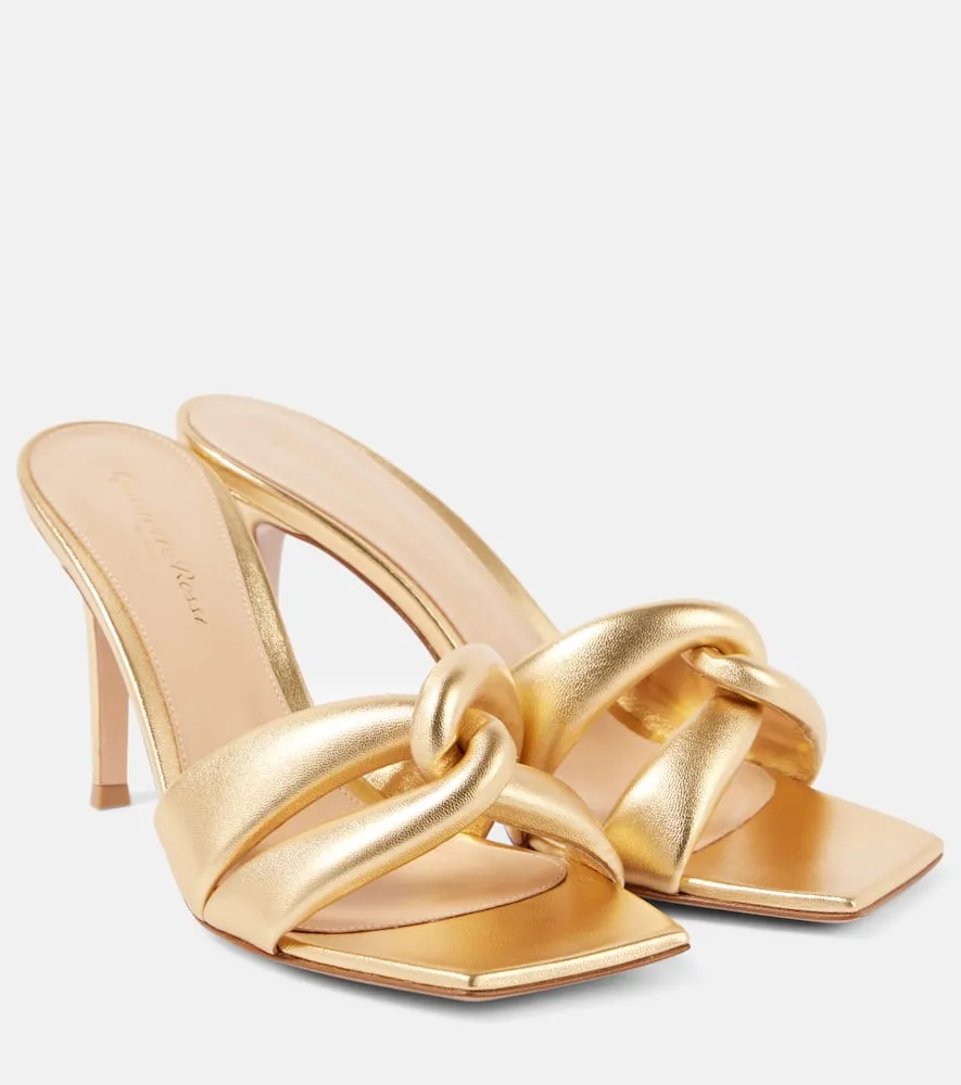 Gianvito Rossi Amour 85 Metallic Leather Mules