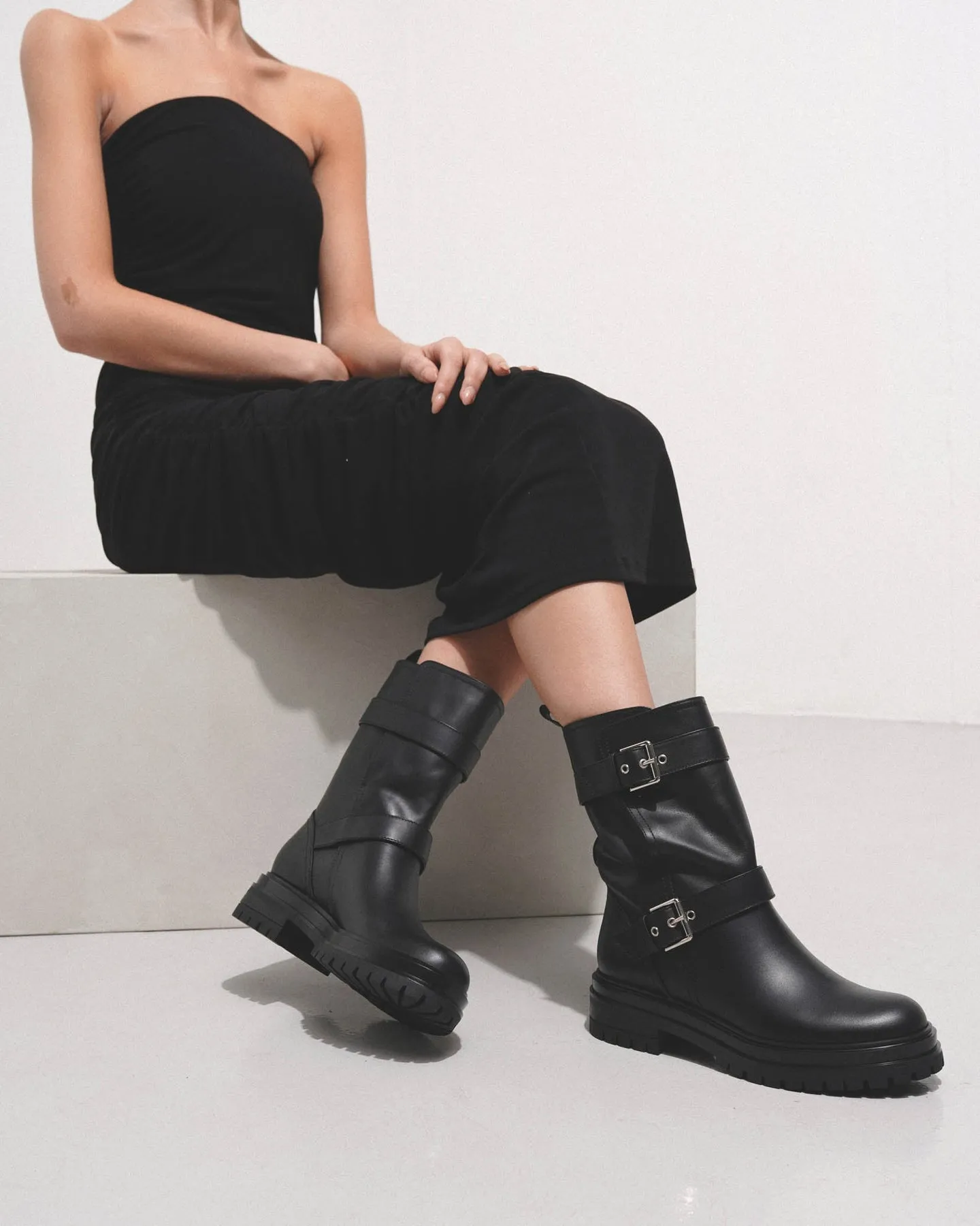 Gianvito Rossi Black Leather Biker Boots