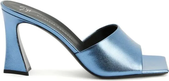 Blue Giuseppe Zanotti Solhene 85mm leather mules