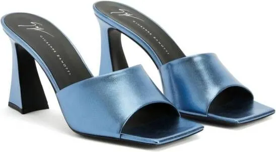 Blue Giuseppe Zanotti Solhene 85mm leather mules