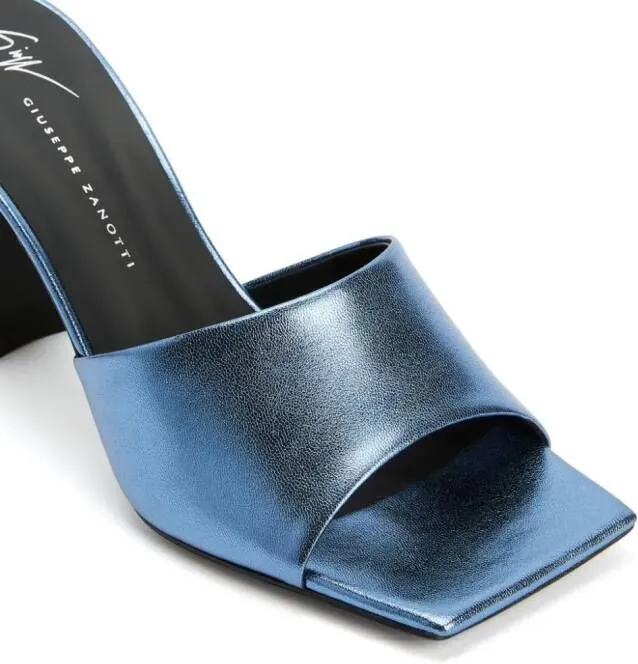 Blue Giuseppe Zanotti Solhene 85mm leather mules